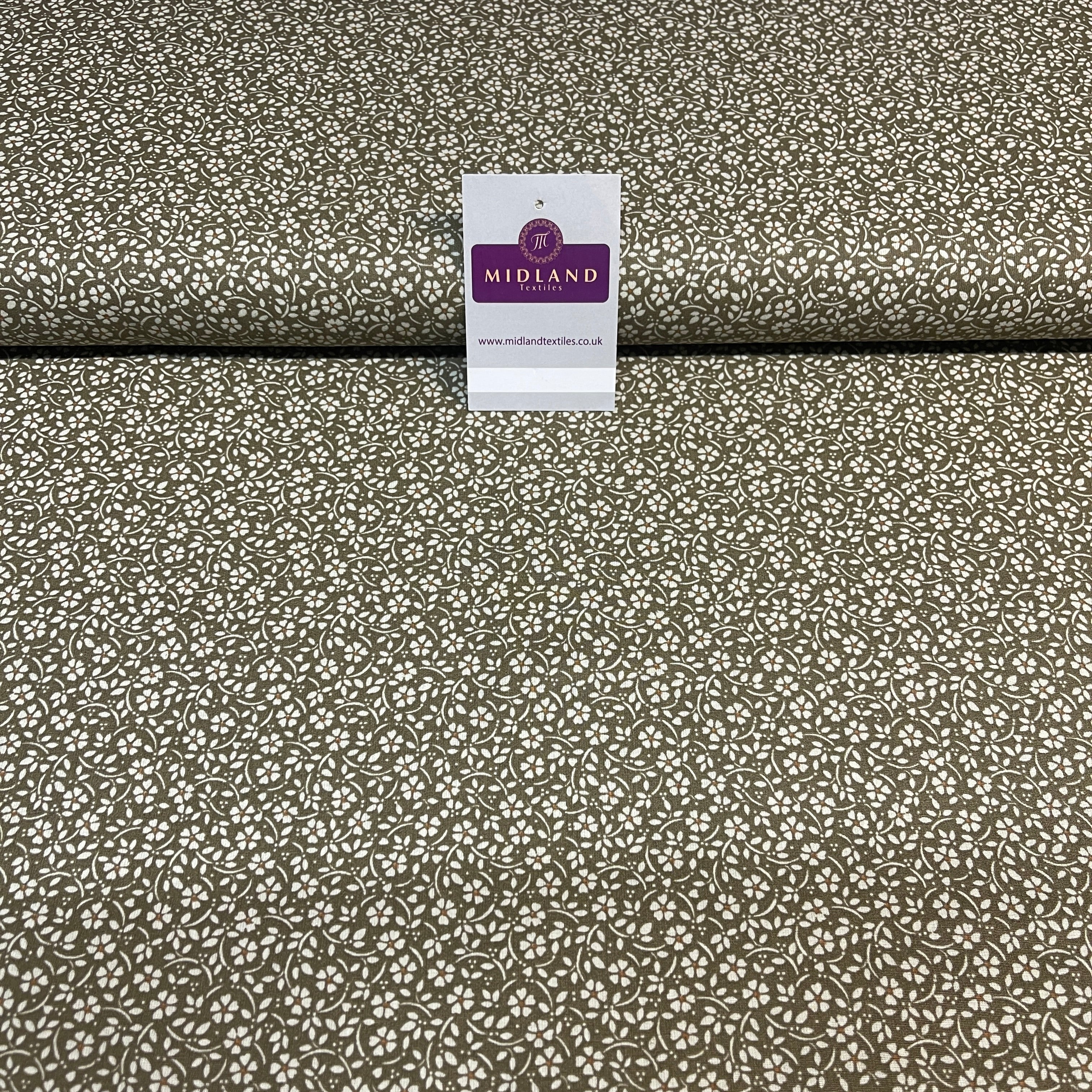 Flowers dot printed cotton poplin dress Fabric M1818