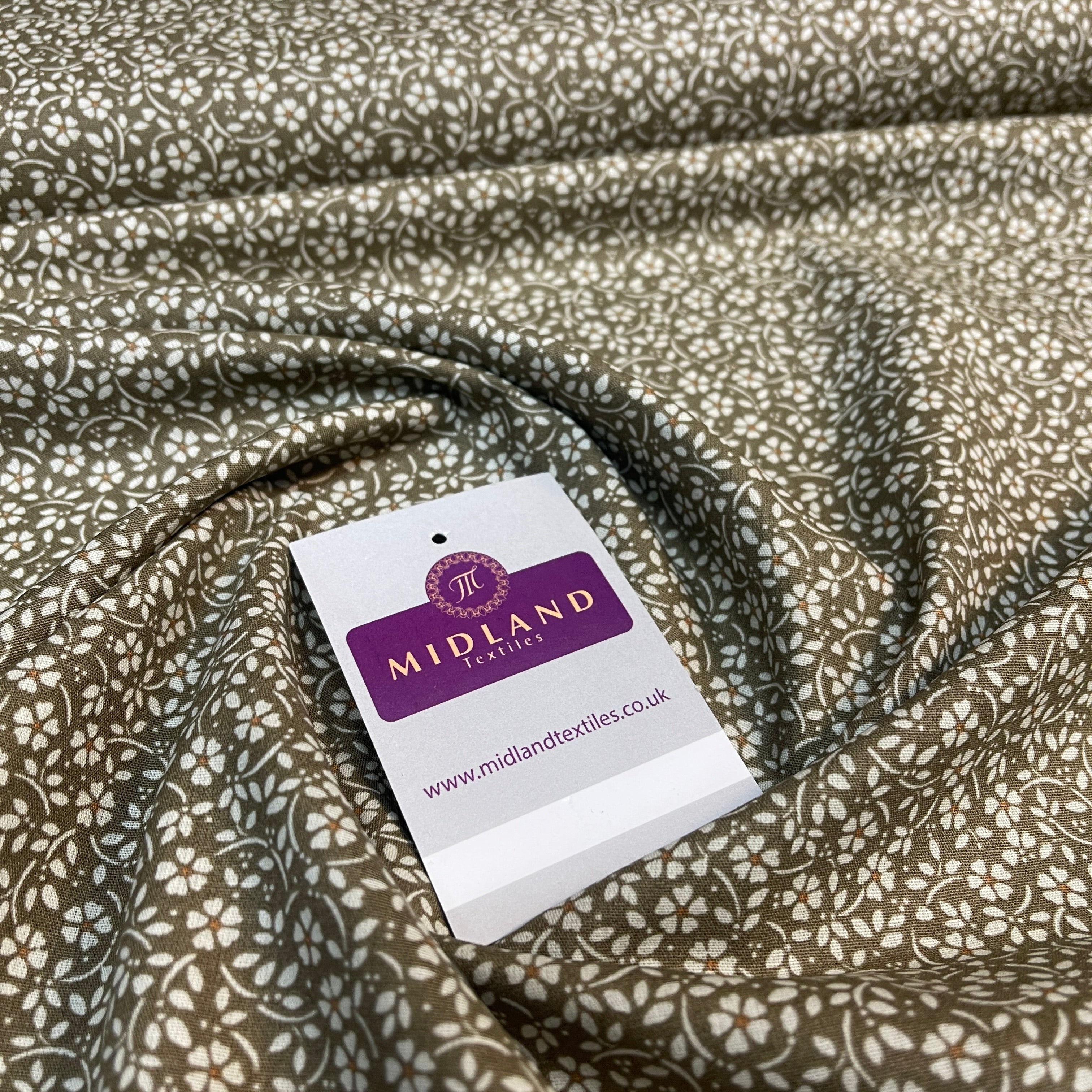 Flowers dot printed cotton poplin dress Fabric M1818