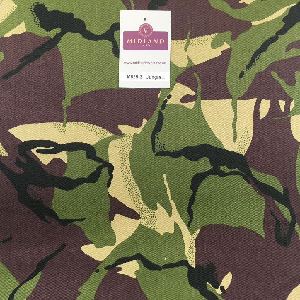 Army Military Camouflage 100% Cotton Drill Medium Weight Fabric 58