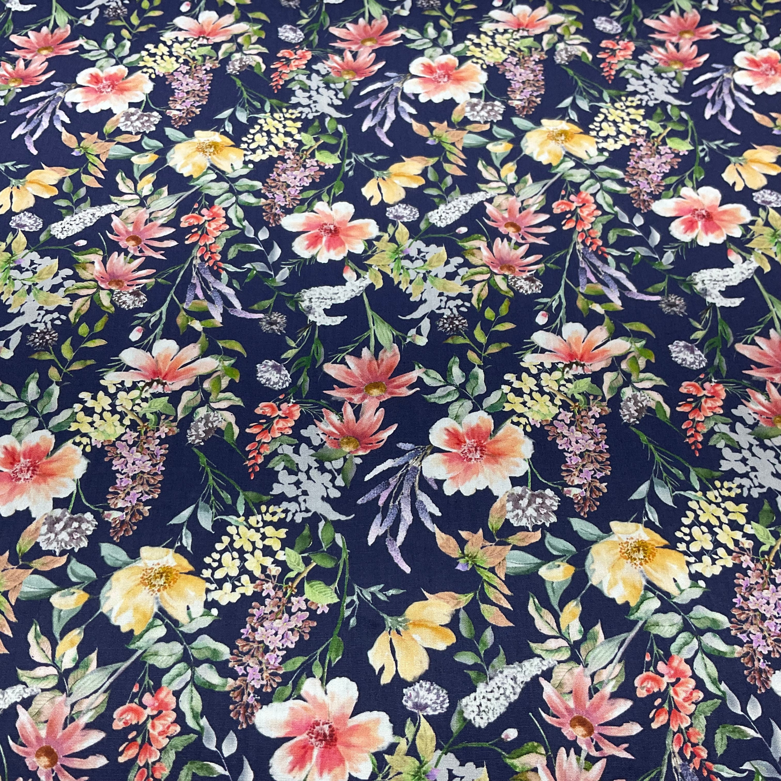 Daisy Vine Floral Cotton Print Fabric – 100% Cotton - 147cm Wide - M2120