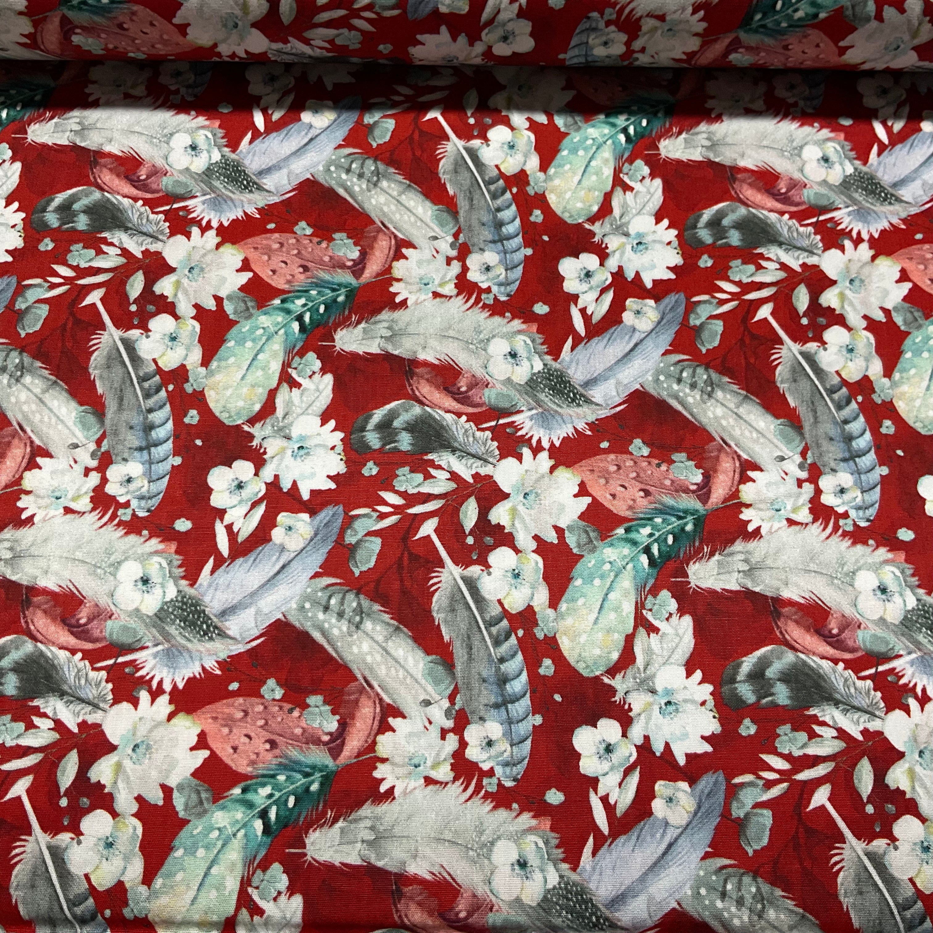 Feathers and Flowers Floral Cotton Print Fabric – 100% Cotton - 147cm Wide - M2131