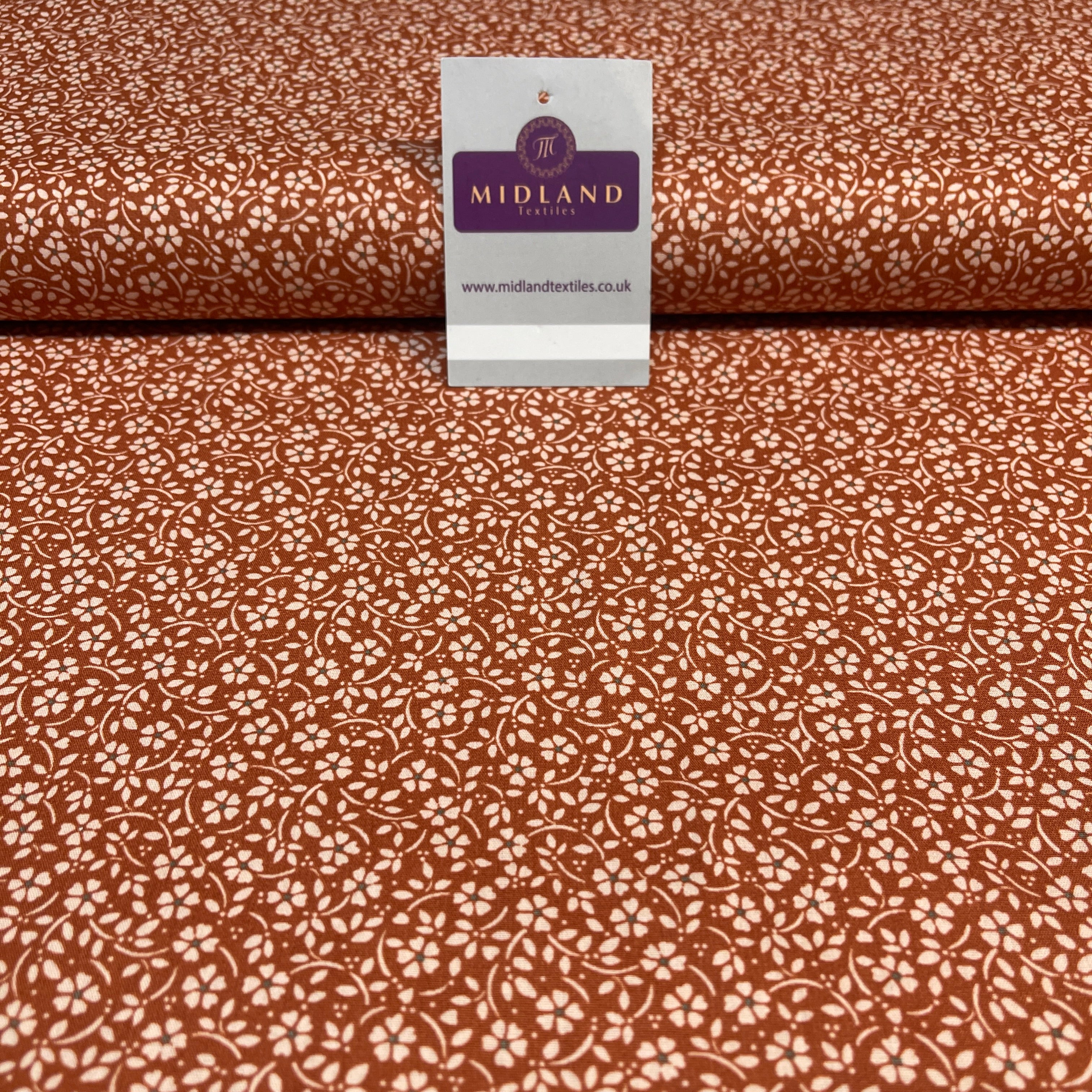 Flowers dot printed cotton poplin dress Fabric M1818