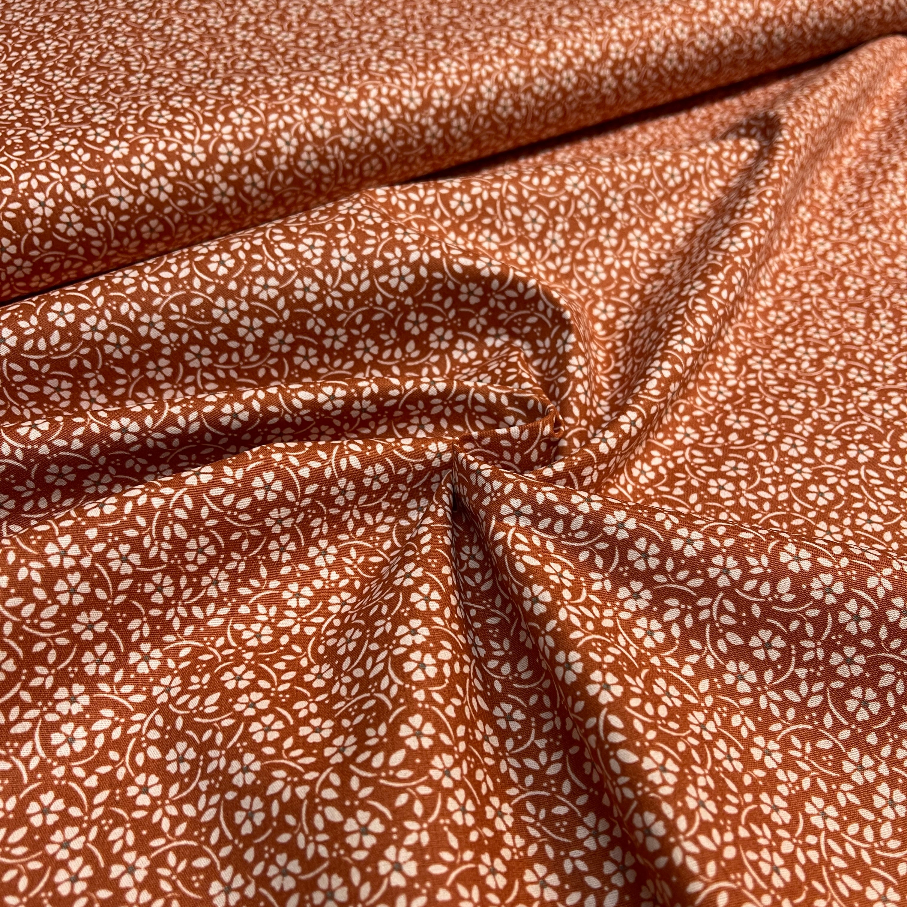 Flowers dot printed cotton poplin dress Fabric M1818