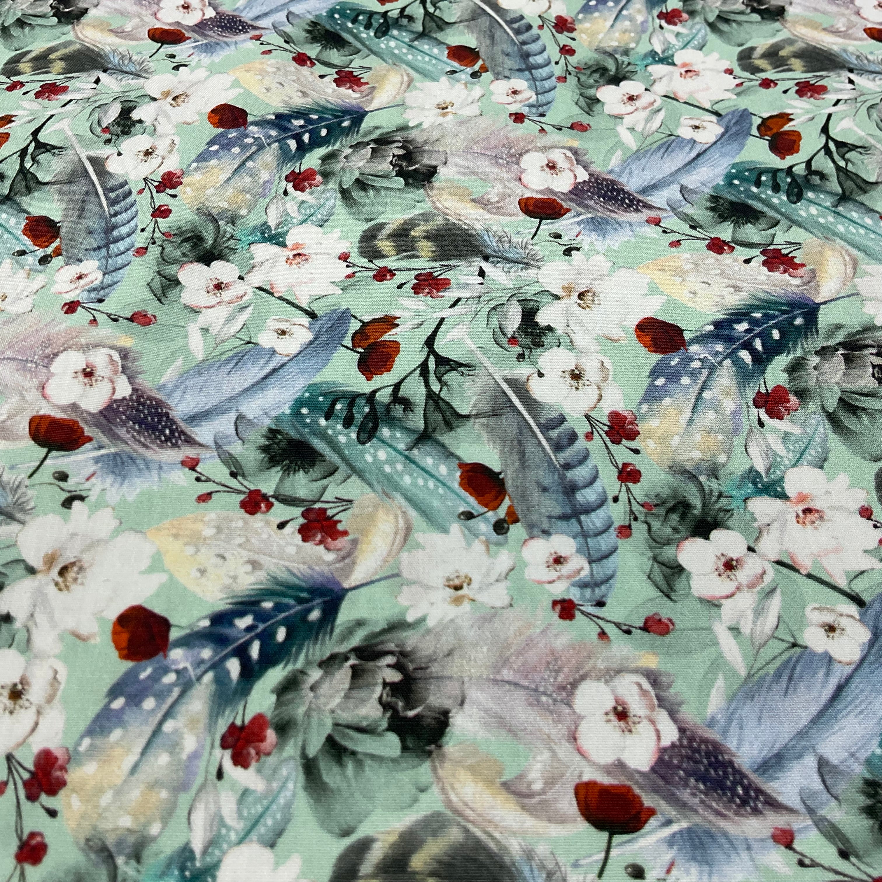 Feathers and Flowers Floral Cotton Print Fabric – 100% Cotton - 147cm Wide - M2131
