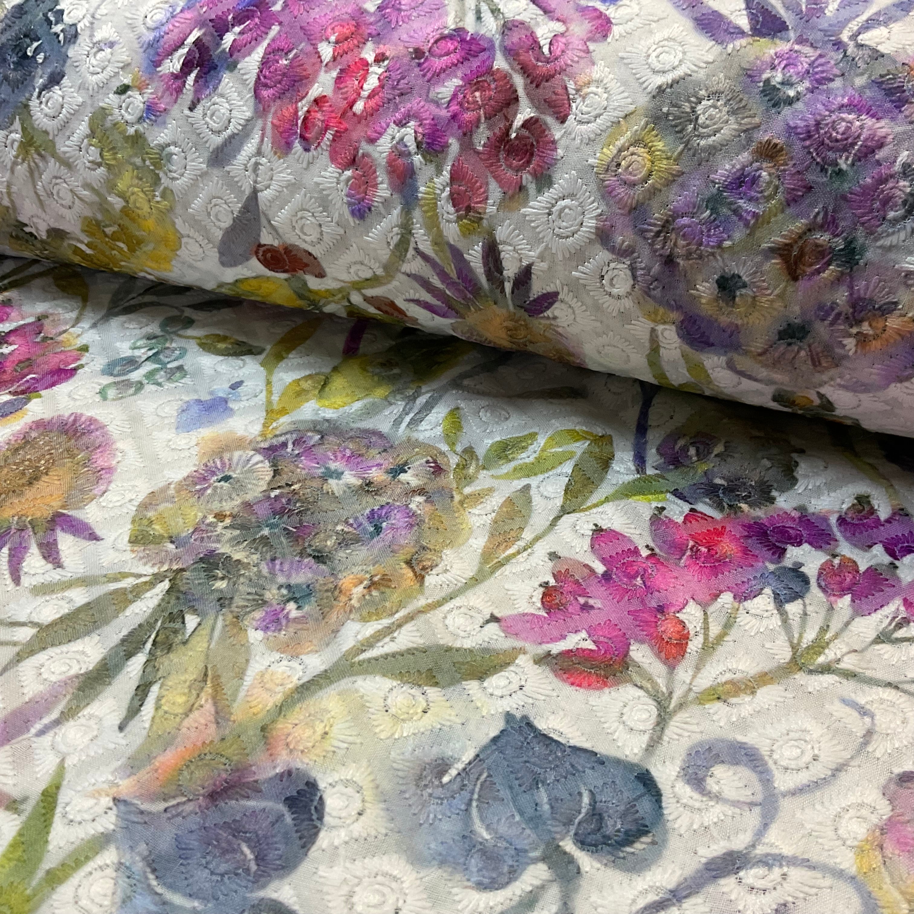 Floral Schiffili Voile printed dress fabric M2042