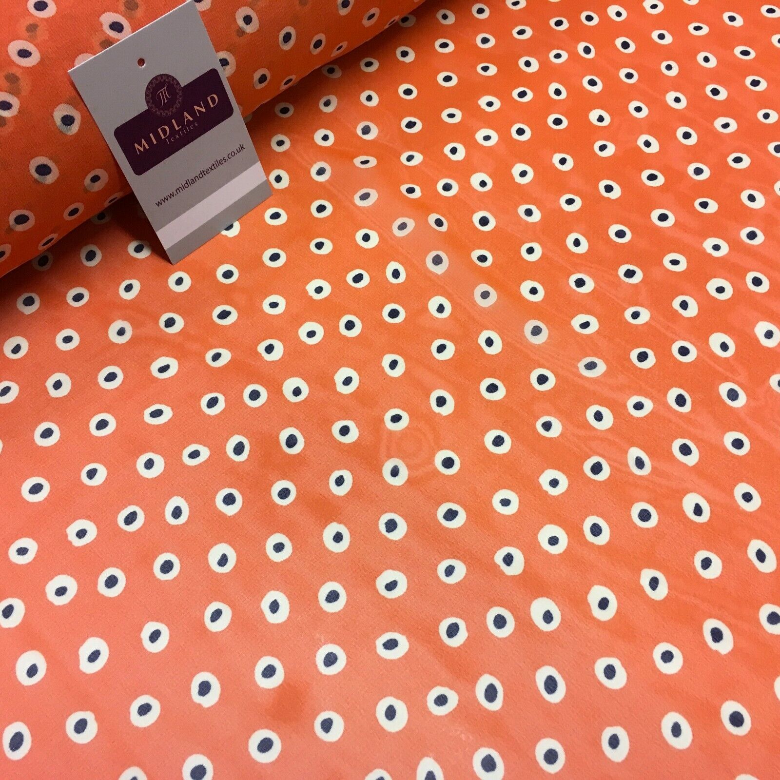 Orange Spotted printed Crepe chiffon Dress Fabric 150 cm Wide MK1190-4 Mtex