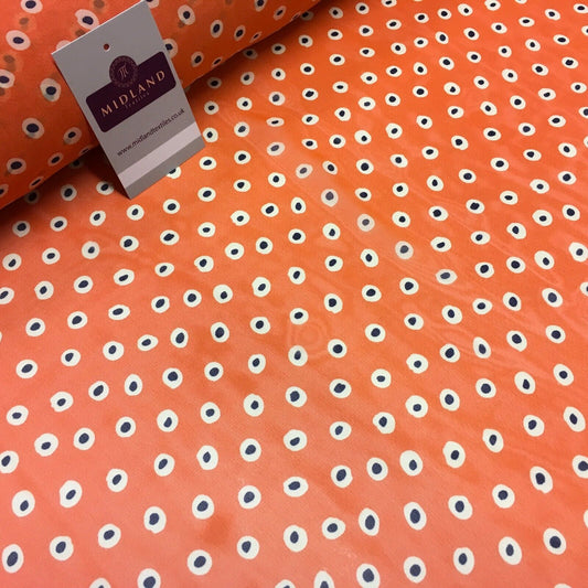 Orange Spotted printed Crepe chiffon Dress Fabric 150 cm Wide MK1190-4 Mtex
