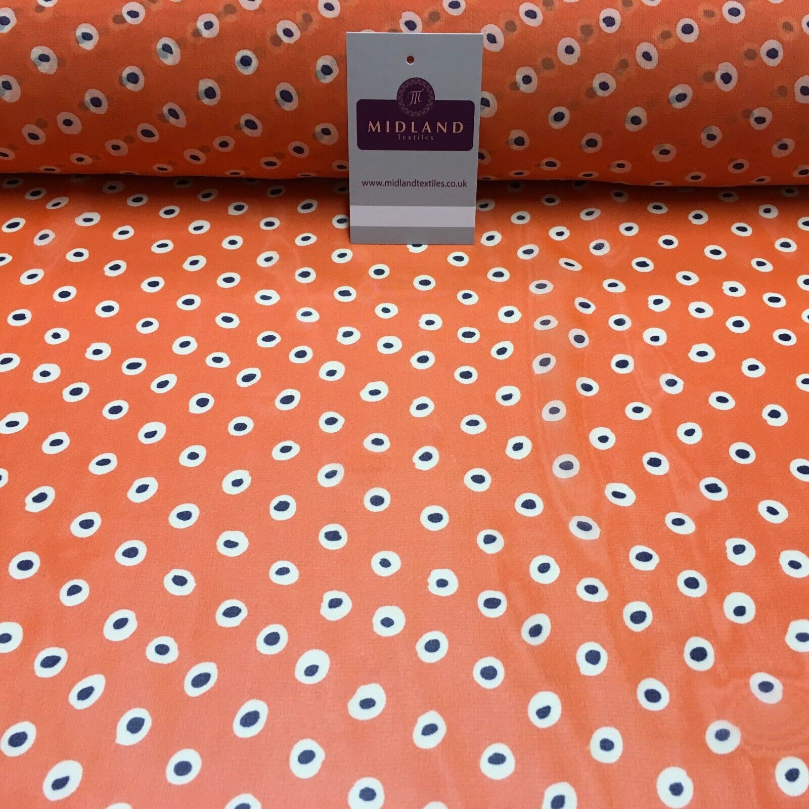 Orange Spotted printed Crepe chiffon Dress Fabric 150 cm Wide MK1190-4 Mtex