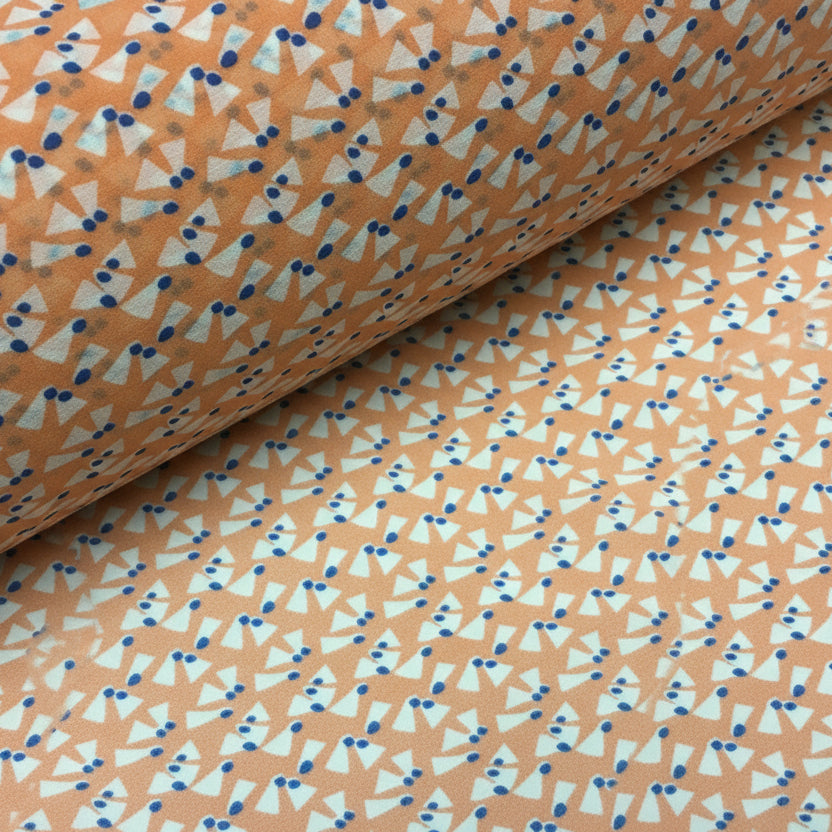 Salmon Printed Crepe chiffon Dress Fabric 150cm Wide MK1190-15 Mtex