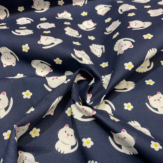 Kitten Kitty  Children's Poly cotton printed lightweight fabric M1628