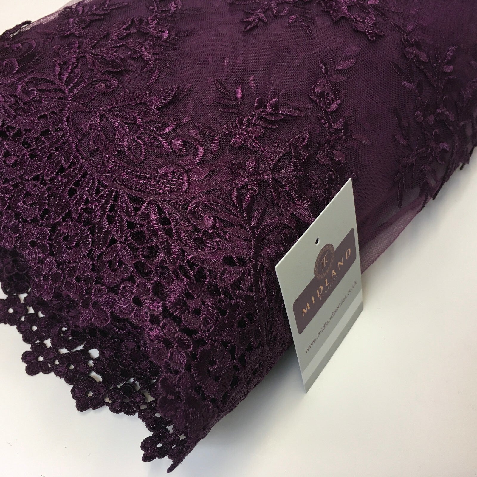 Bridal Floral Double Scalloped Edge Applique Dress Net Fabric 50' Wide M1135