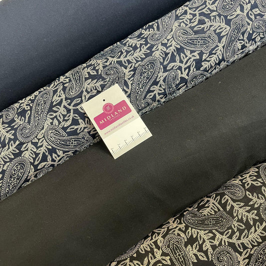 Paisley Printed Plain Viscose dress Fabric MD1530