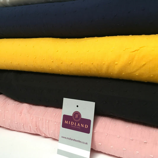 £7.99 100% Cotton Swiss Dot Soft Dobby Dressmaking Fabric 135cm Wide MD1052