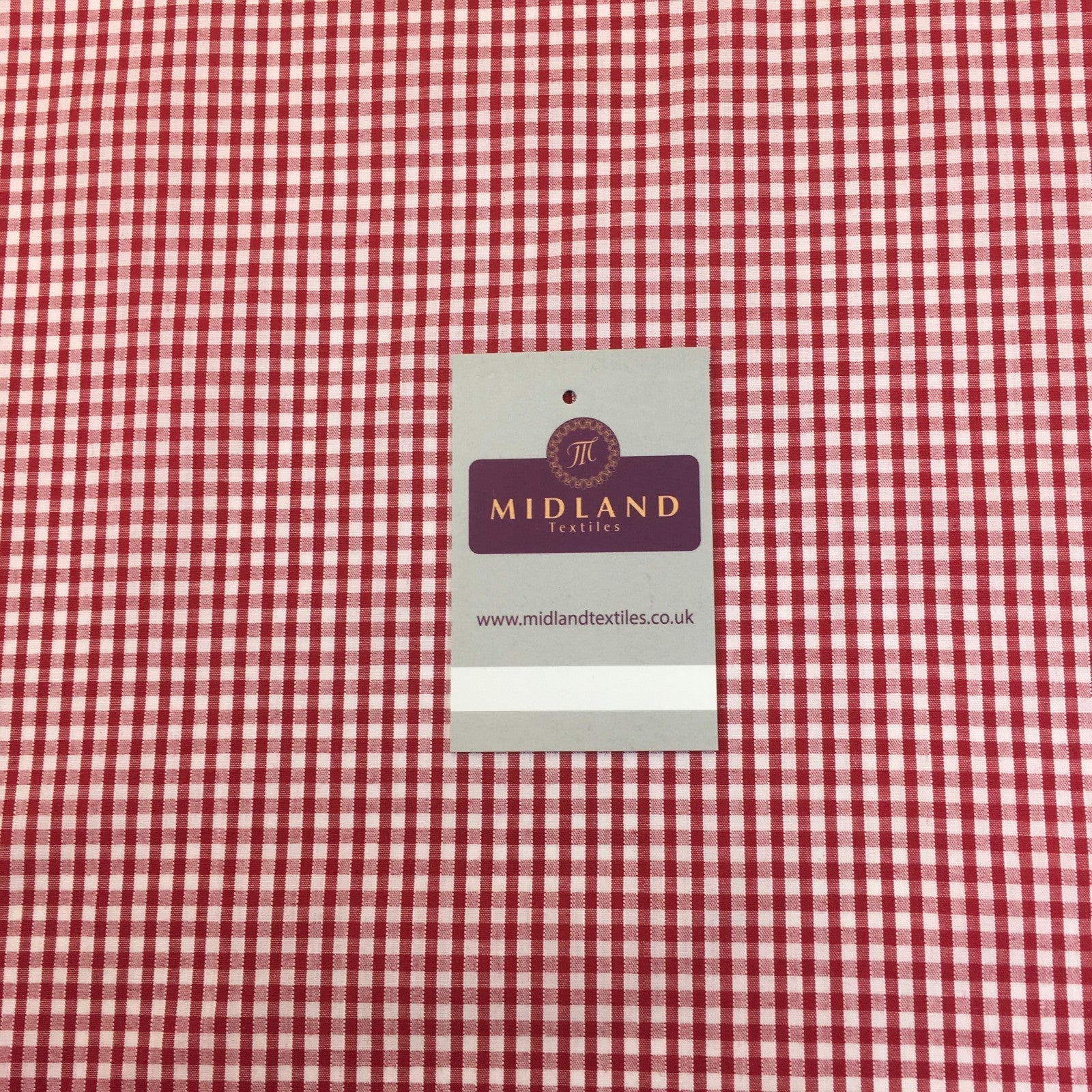 New 1/8 Gingham Polycotton Fabric  12 colours 44 wide Midtex M23 Mtex