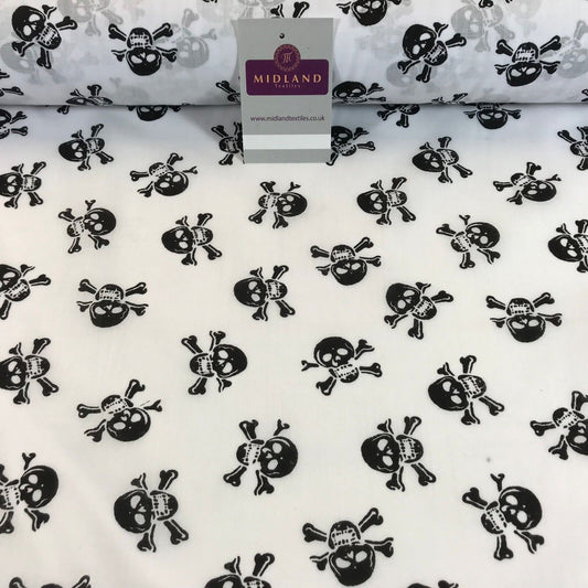 Halloween Skull & Bone printed polycotton for costumes & decorations 44" M754
