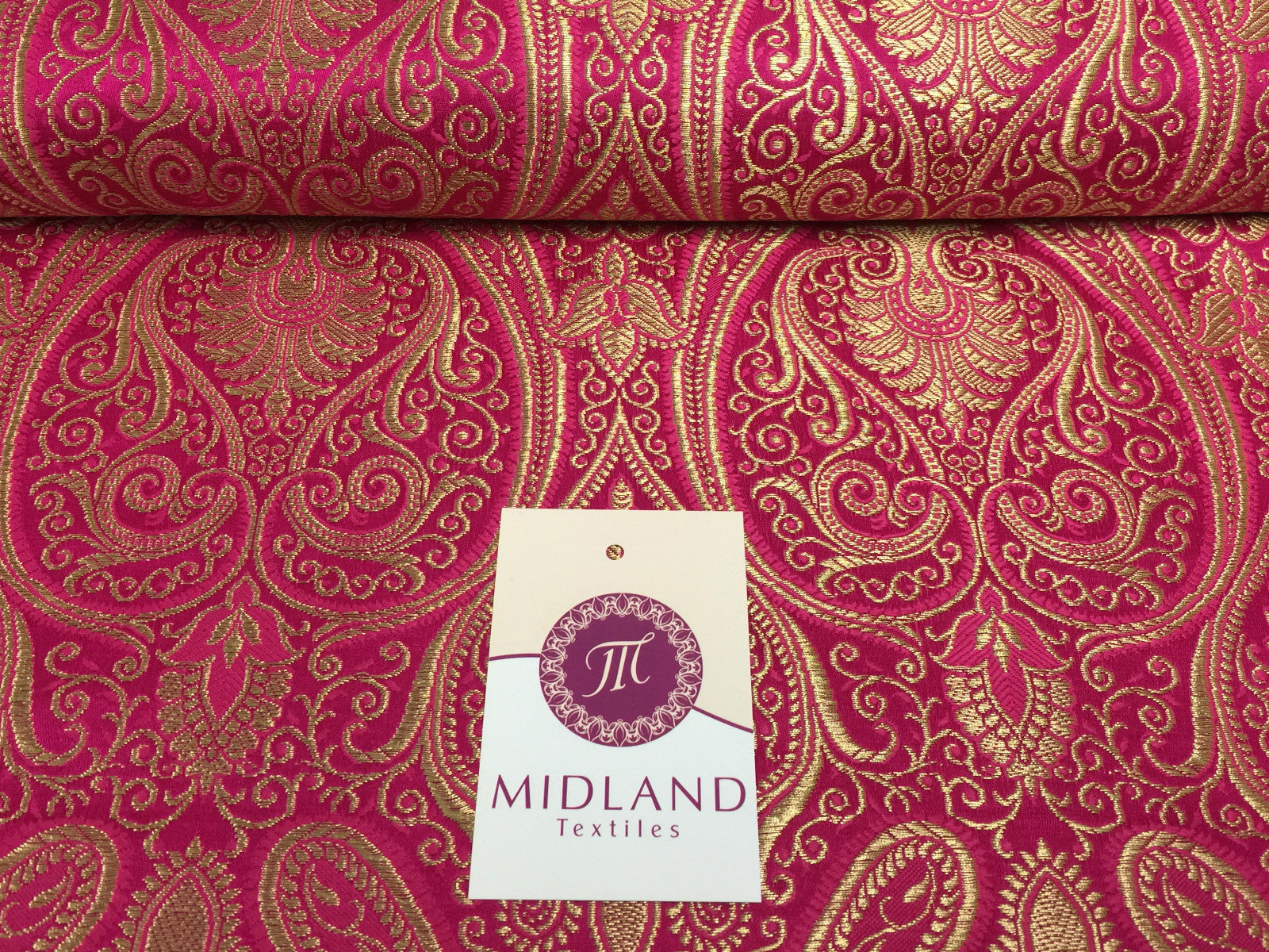 £14.99/m Luxury Gold Paisley Indian Banarsi Brocade Fabric M246 Metallic Bridal