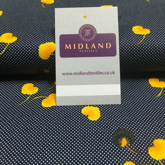 Navy Floral Spot Dot Printed Cotton Poplin Fabric 110 cm MK1260 Mtex