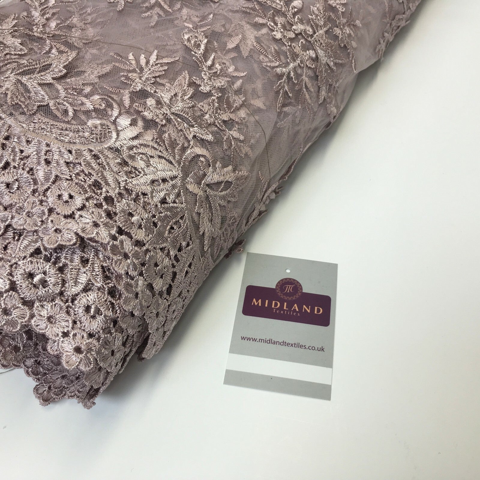 Bridal Floral Double Scalloped Edge Applique Dress Net Fabric 50' Wide M1135