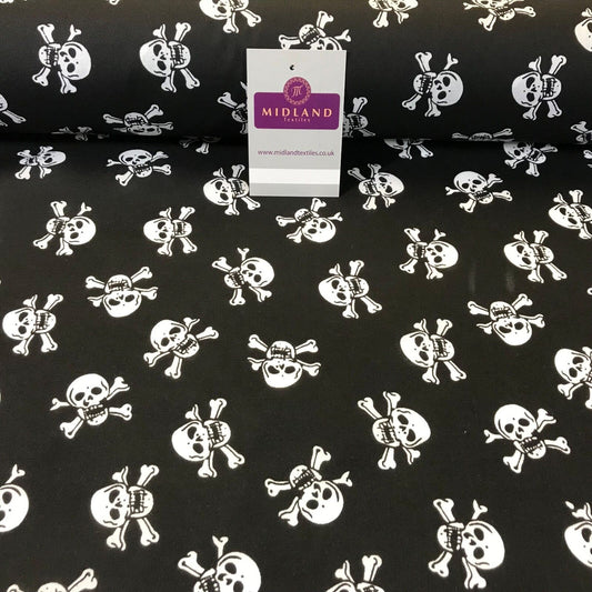 Halloween Skull & Bone printed polycotton for costumes & decorations 44" M754