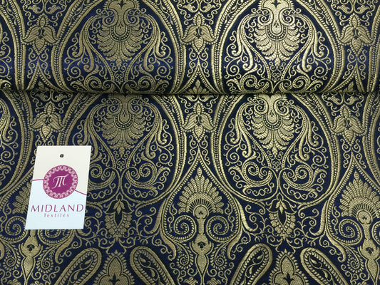 £14.99/m Luxury Gold Paisley Indian Banarsi Brocade Fabric M246 Metallic Bridal