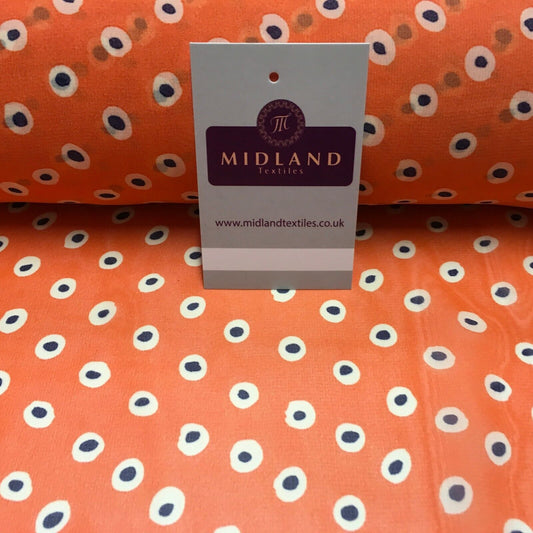 Orange Spotted printed Crepe chiffon Dress Fabric 150 cm Wide MK1190-4 Mtex