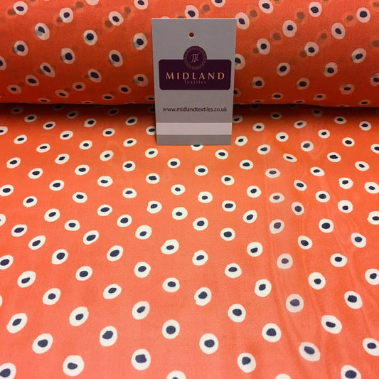 Orange Spotted printed Crepe chiffon Dress Fabric 150 cm Wide MK1190-4 Mtex