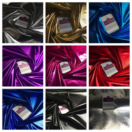 £7.35 Metallic Foil Mirror 4 way Stretch Spandex Dance Fabric 57" Wide M892
