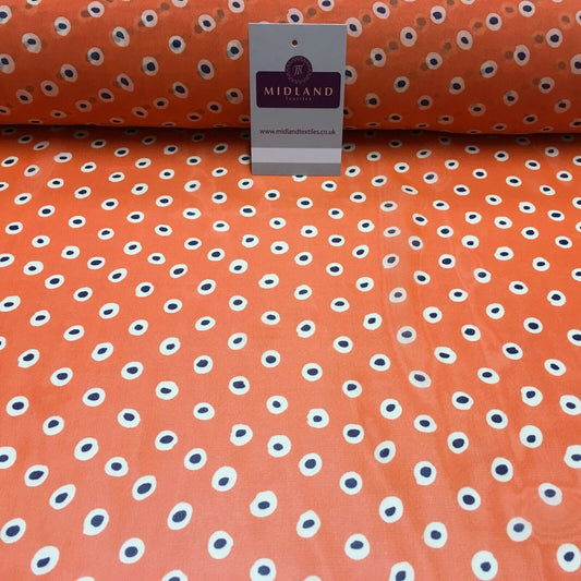 Orange Spotted printed Crepe chiffon Dress Fabric 150 cm Wide MK1190-4 Mtex