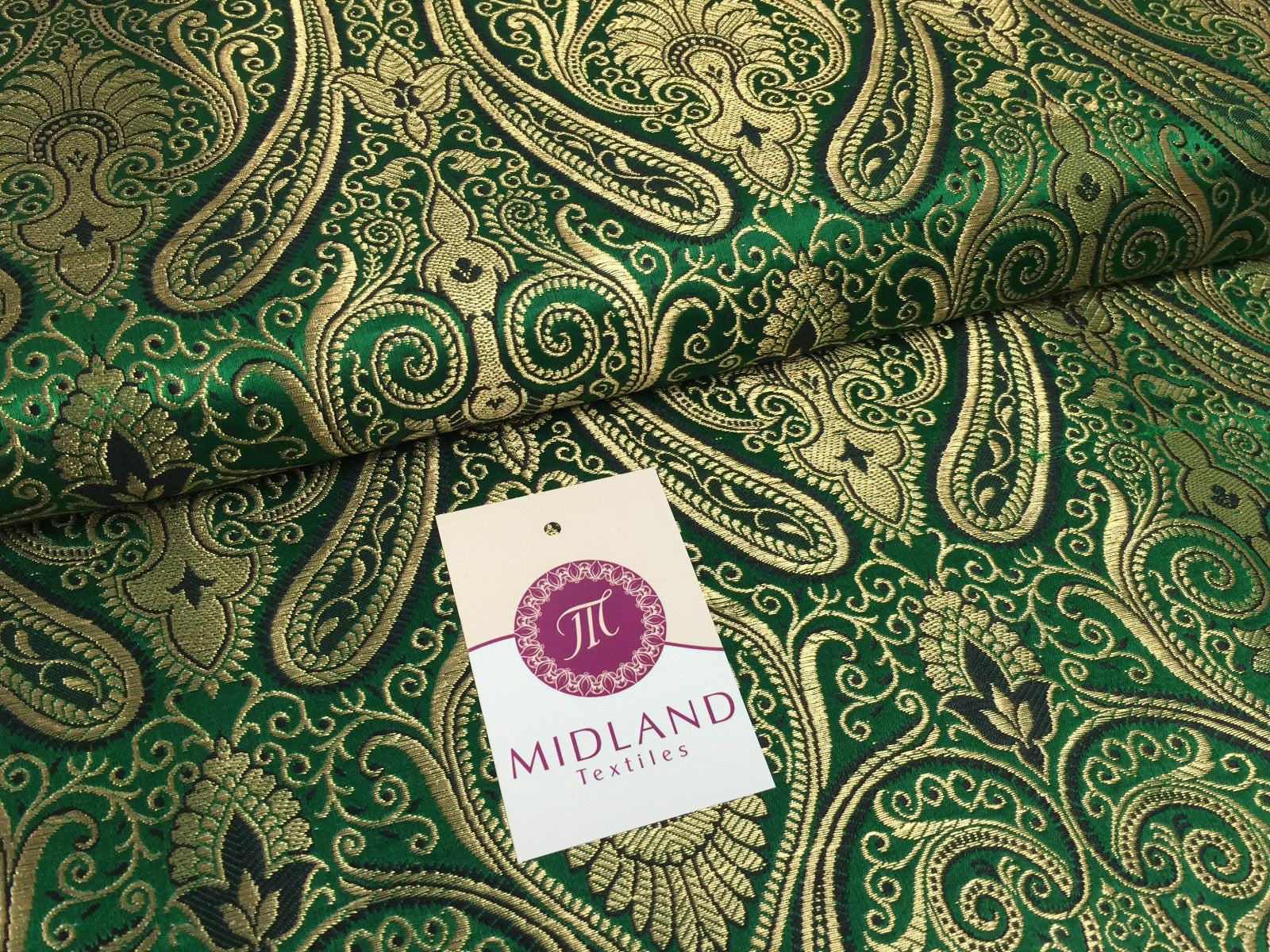 £14.99/m Luxury Gold Paisley Indian Banarsi Brocade Fabric M246 Metallic Bridal
