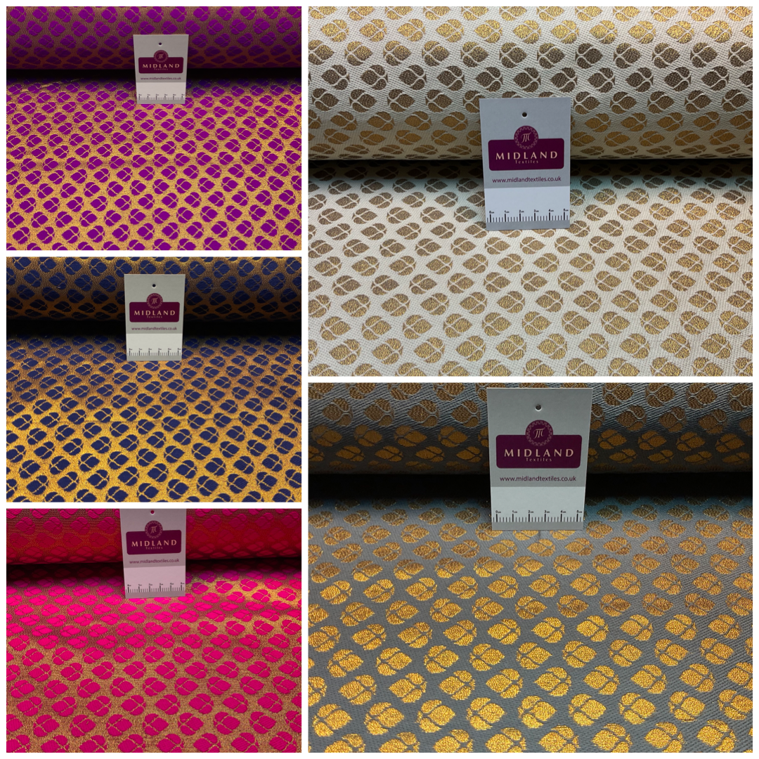 Indian Geometric Banarsi fabric Brocade waistcoat wedding 125cm wide M1687