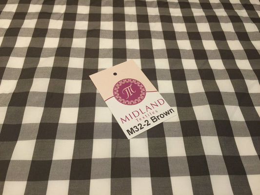 15mm by 15mm Gingham Check Fabric 80% Polyester 20% Cotton 58" Wide M32 Mtex