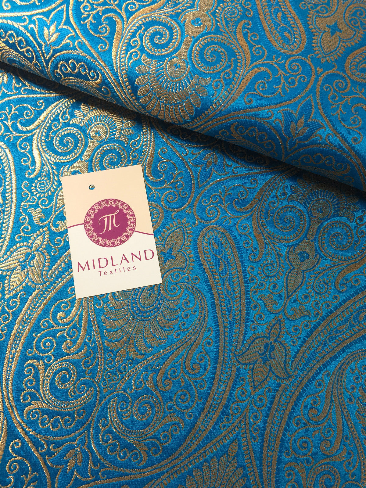 £14.99/m Luxury Gold Paisley Indian Banarsi Brocade Fabric M246 Metallic Bridal