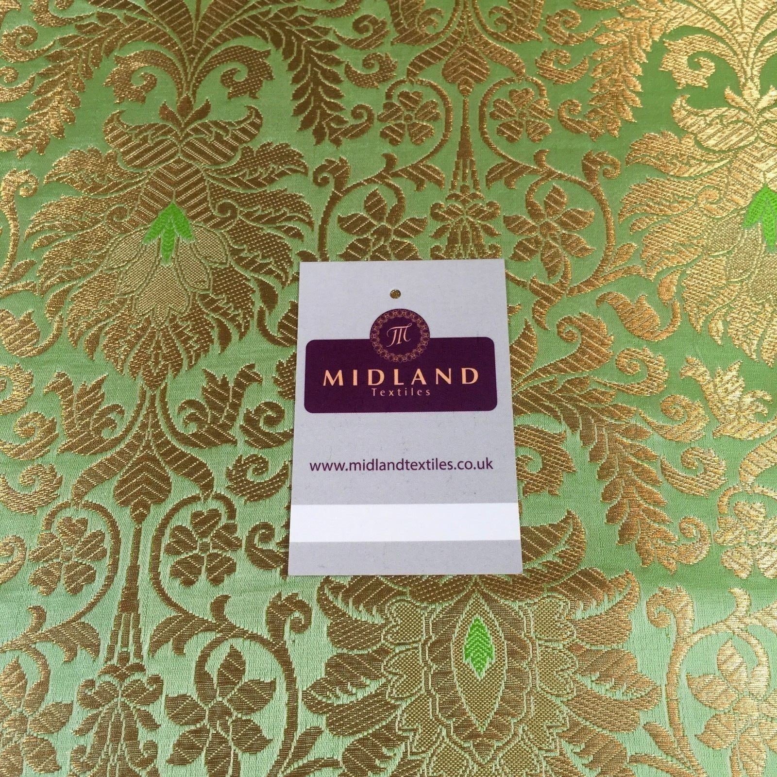 £14.99/m Gold Floral metallic Indian faux silk banarsi Brocade fabric 45'  M282