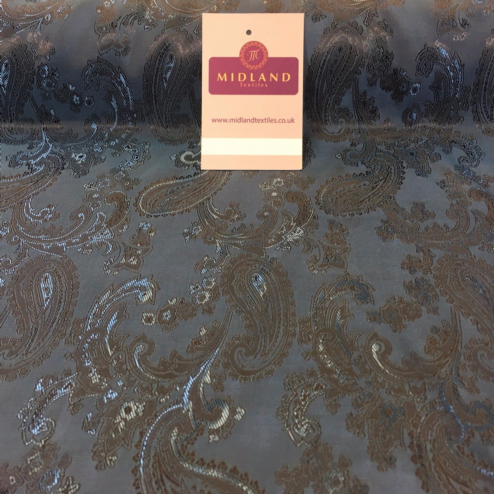 £6.25 Two Toned Paisley Metallic Jacquard Lining perfect for ties 56' Wide M771