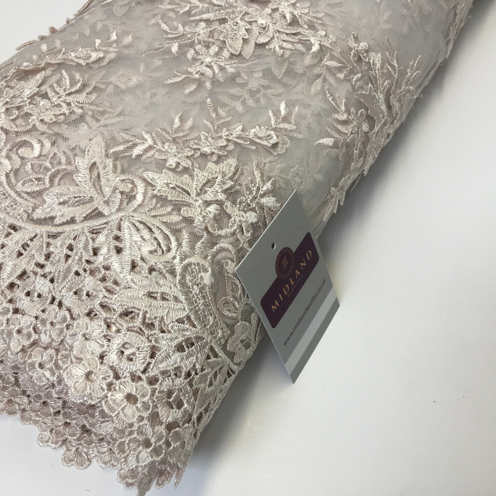 Bridal Floral Double Scalloped Edge Applique Dress Net Fabric 50' Wide M1135