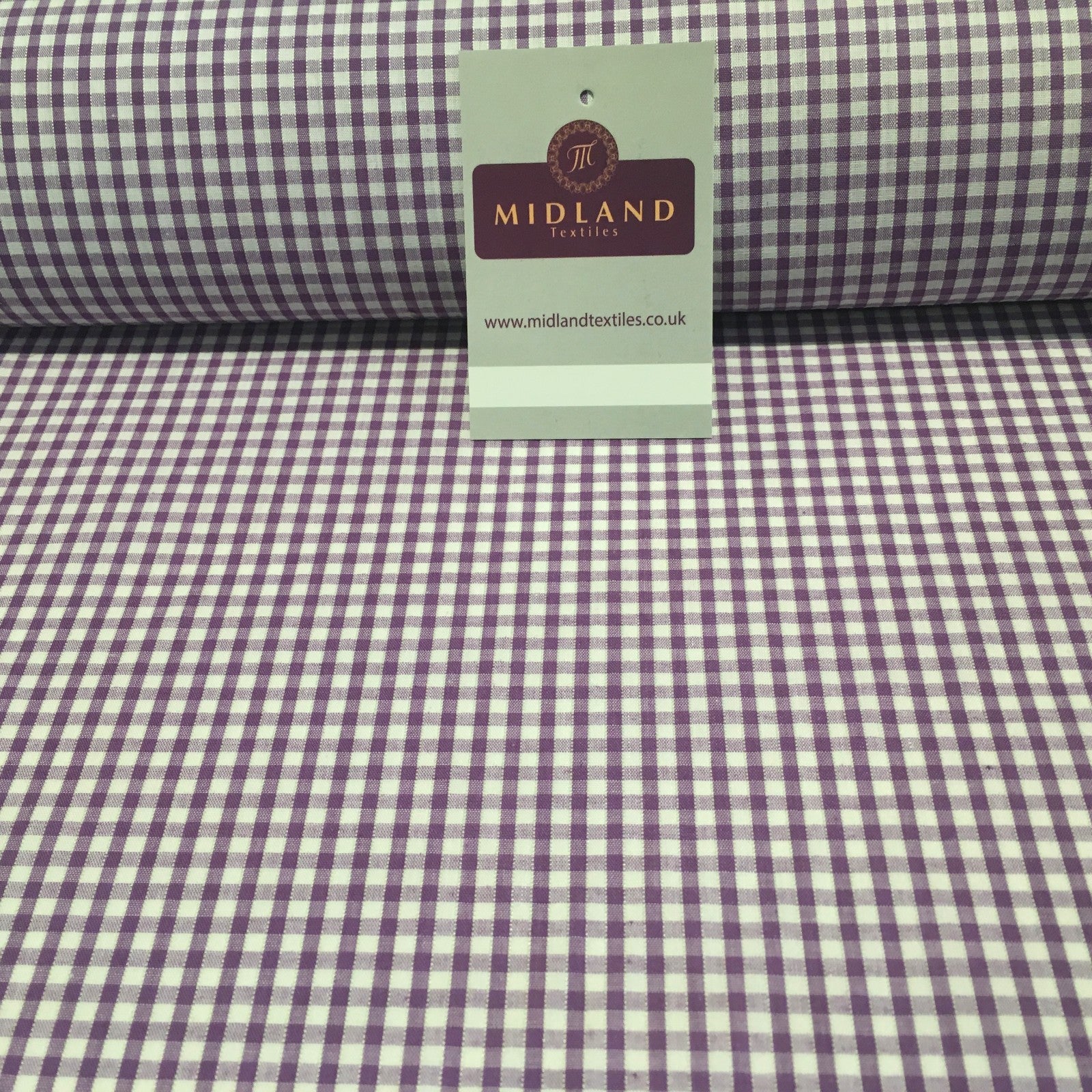 New 1/8 Gingham Polycotton Fabric  12 colours 44 wide Midtex M23 Mtex