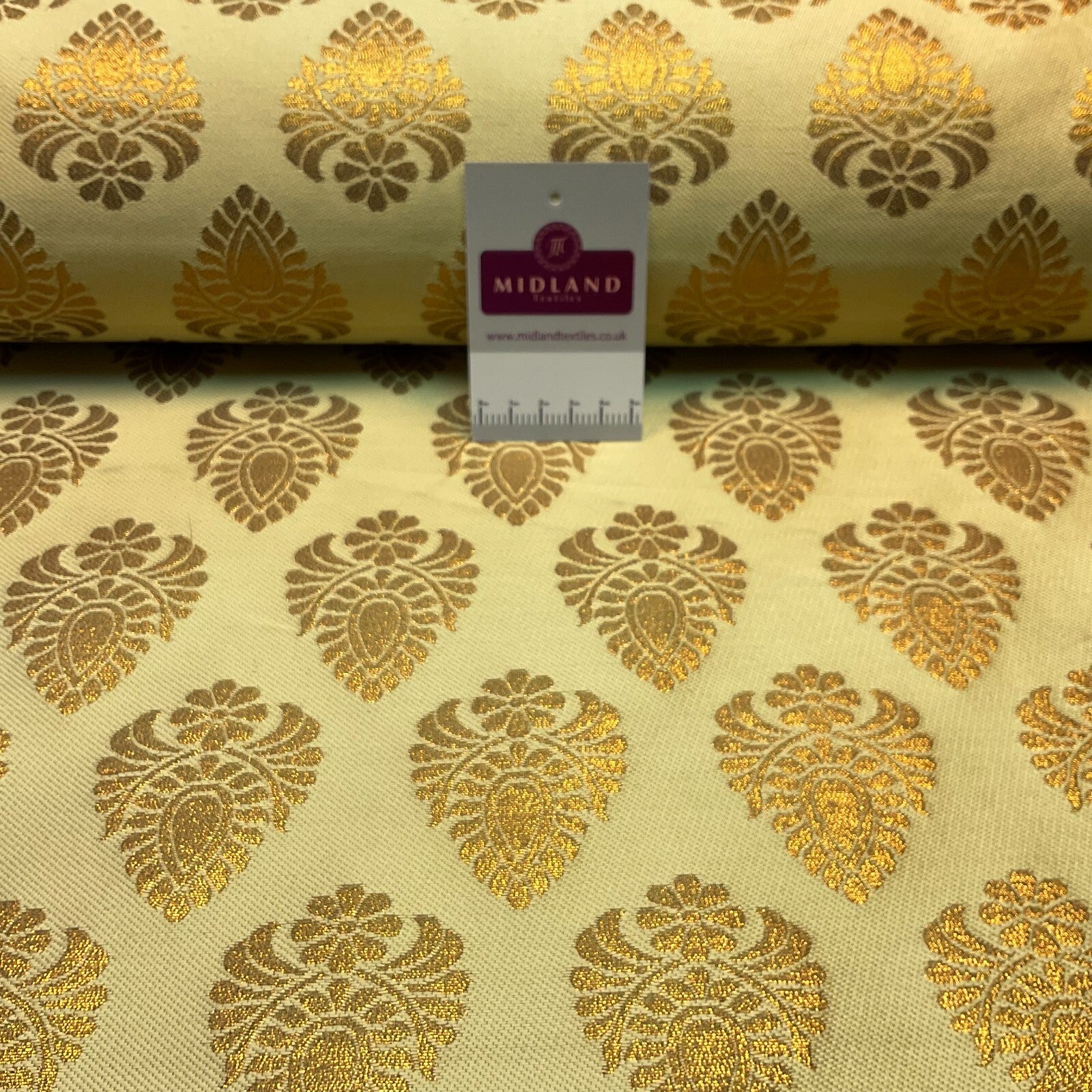 £15 Indian Banarsi fabric Brocade Geometric waistcoat wedding 125cm M1686