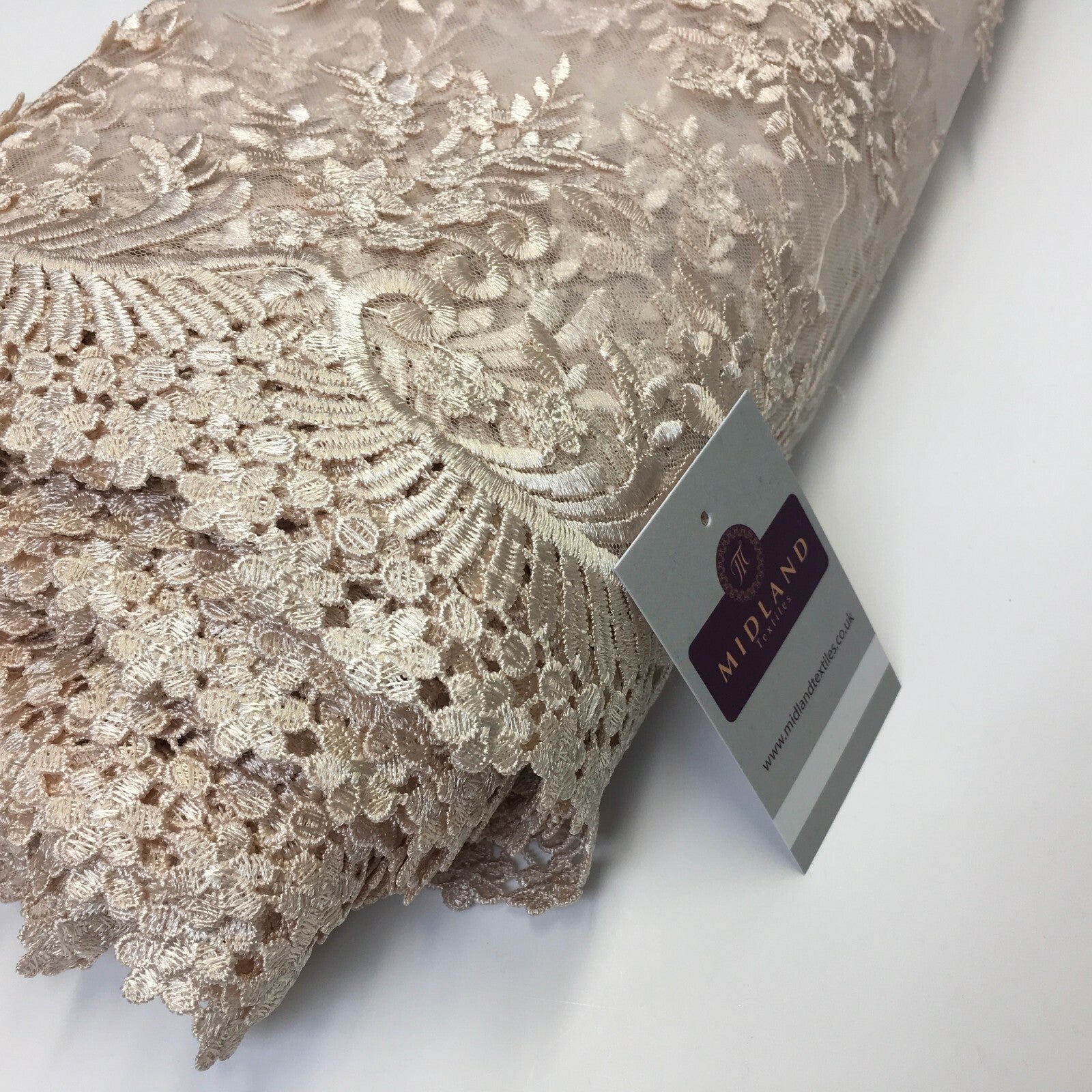 Bridal Floral Double Scalloped Edge Applique Dress Net Fabric 50' Wide M1135