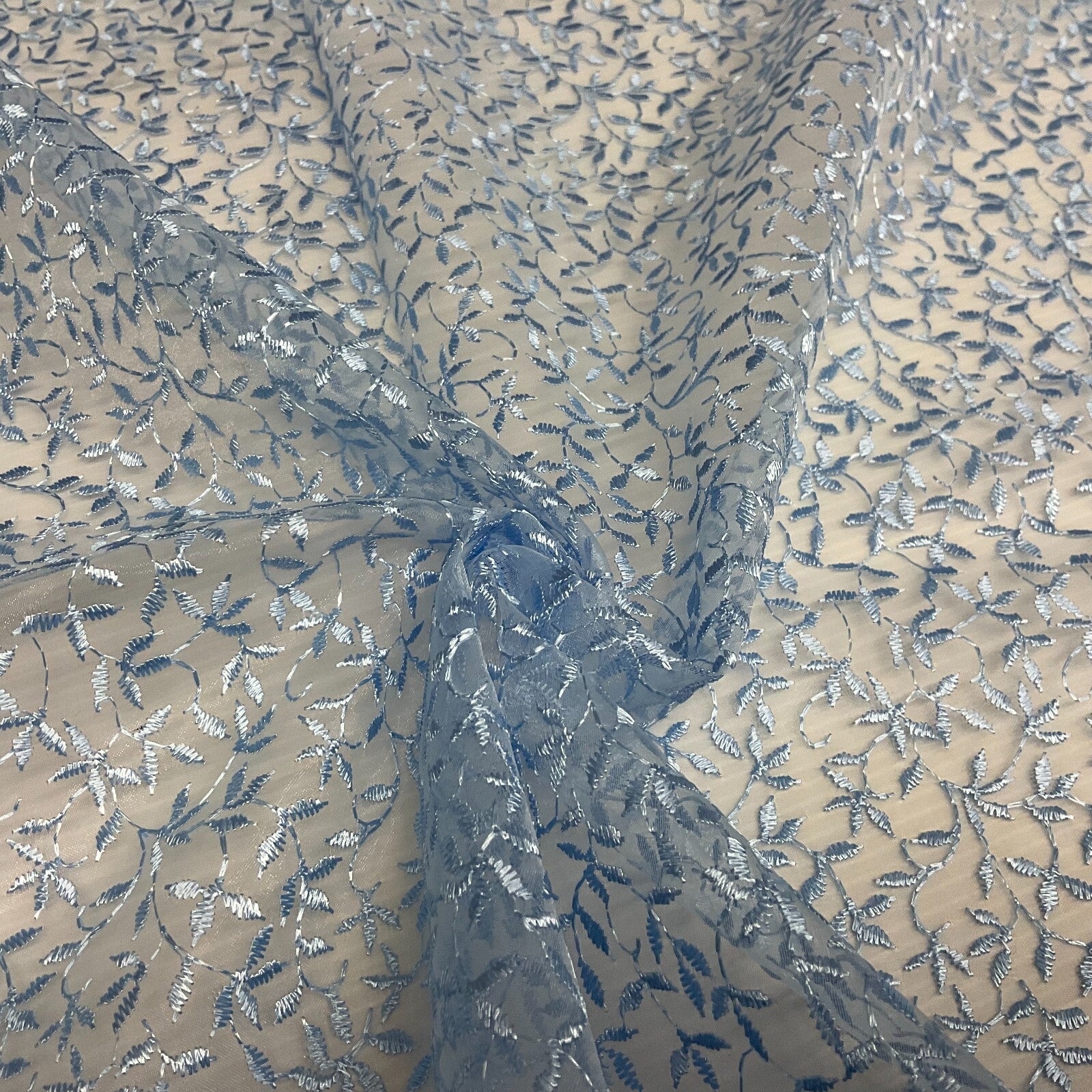 Embroidered Floral Viscose Organza Dress Fabric 130 cm MK1666 Mtex