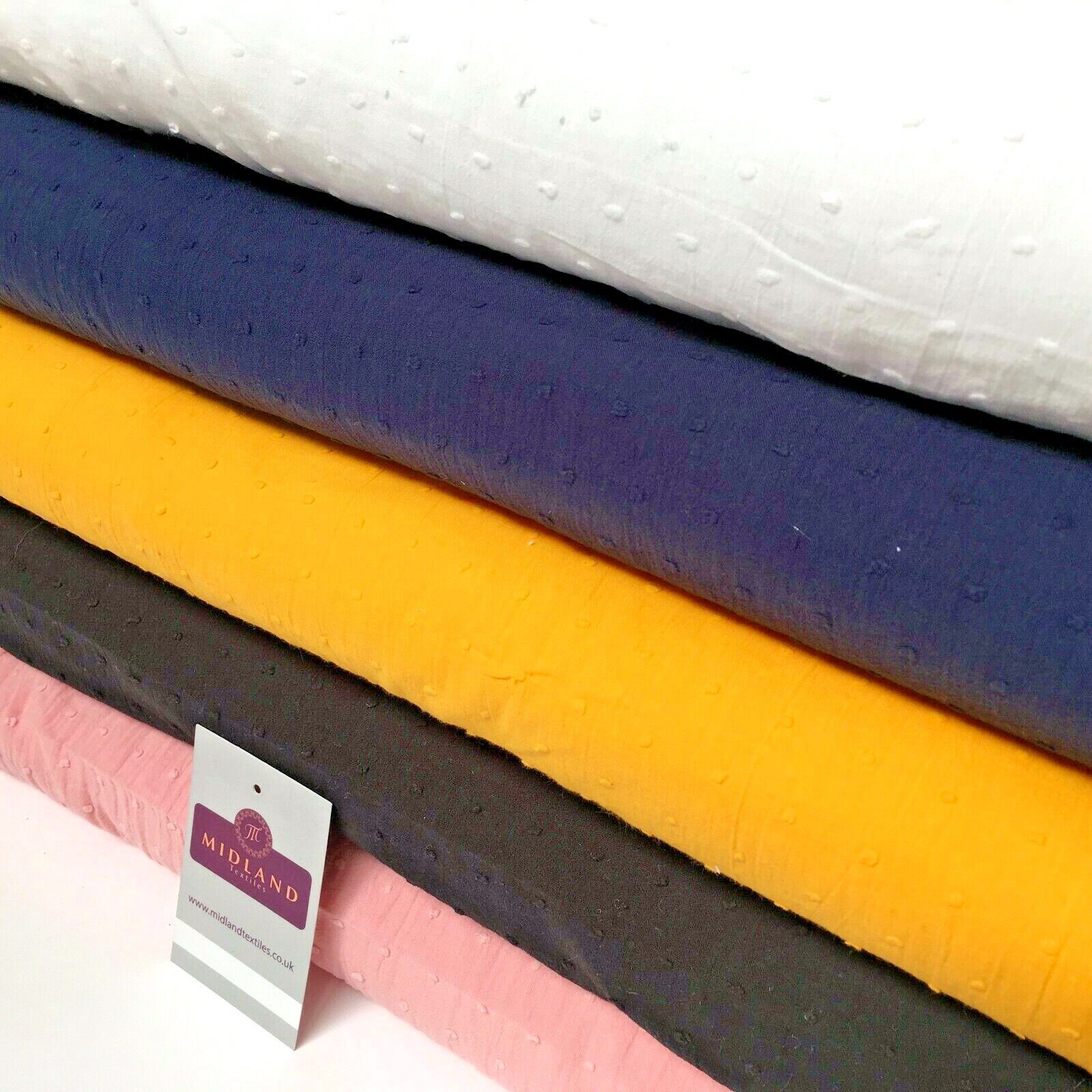 £7.99 100% Cotton Swiss Dot Soft Dobby Dressmaking Fabric 135cm Wide MD1052