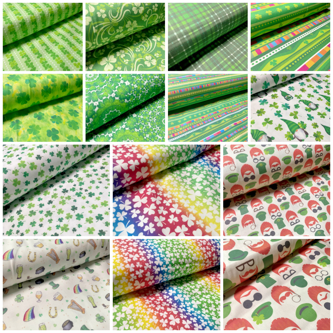 Irish Luck Shamrock St Patricks Day 100% Cotton Printed Fabric 114cm M1582