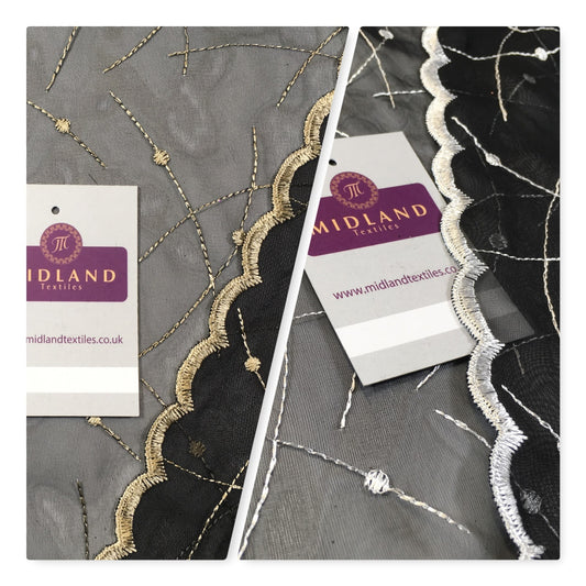 Lightweight Embroidered net scalloped edge dress fabric 55" wide M717 Mtex