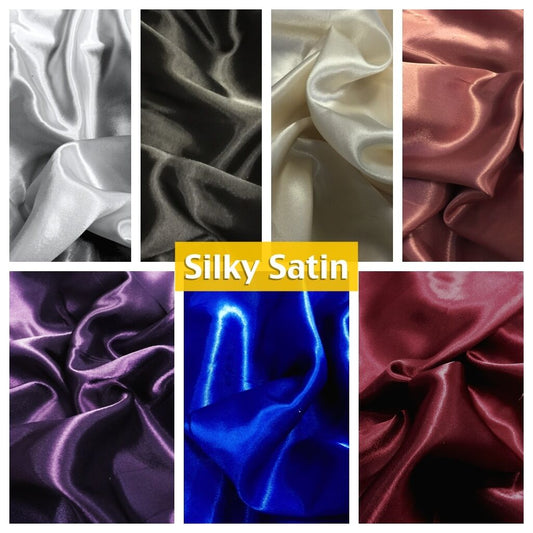 Silky Liquid Satin Fabric Plain Dress Fabric 150cm Wide 60" M175
