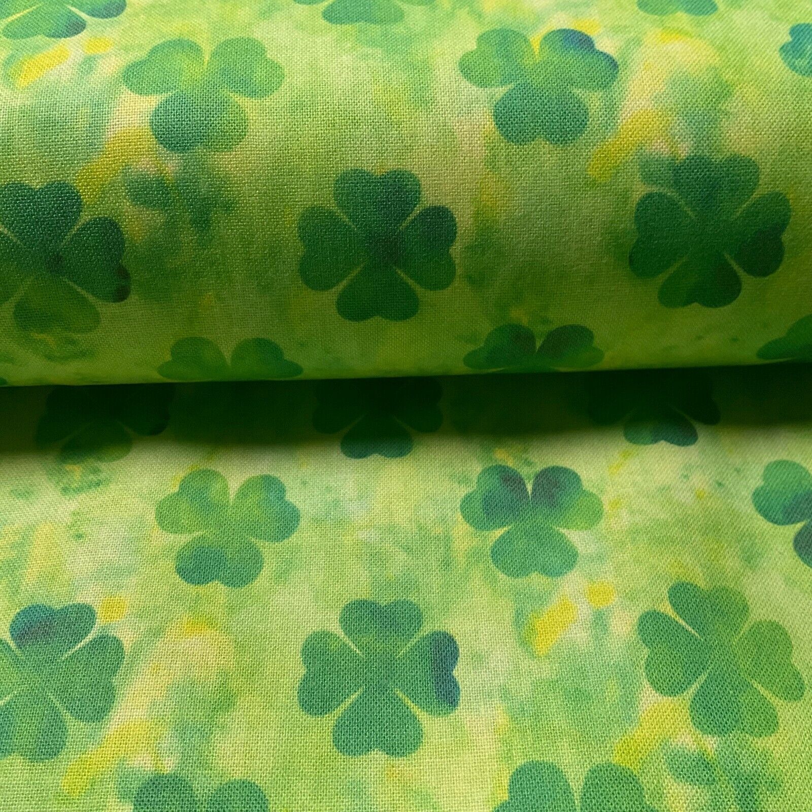 Lunarable Shamrock Fabric By Yard | Lucky Celtic Clovers Irish Design Green Emerald