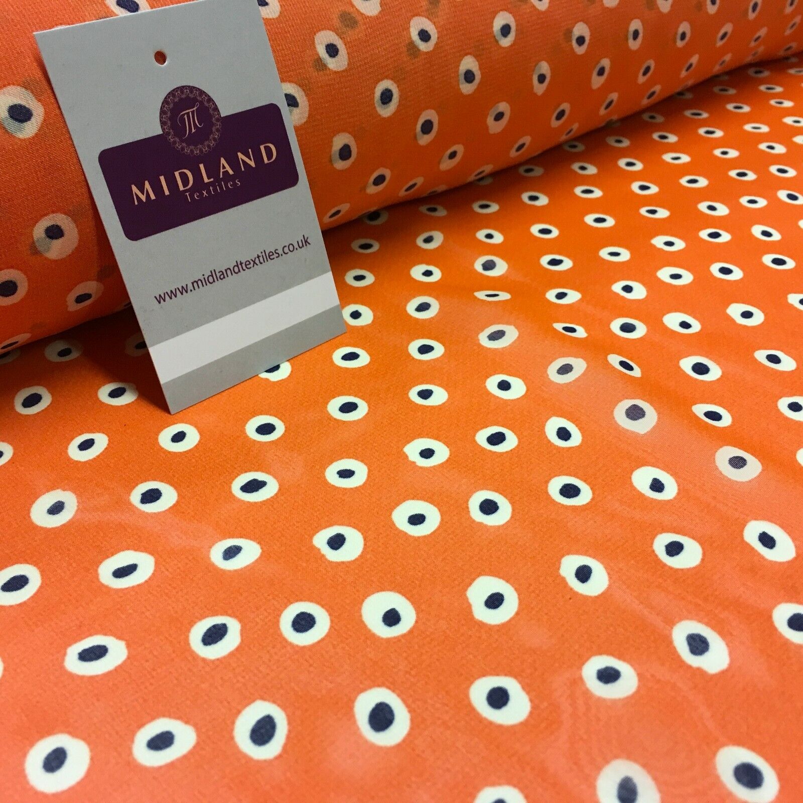Orange Spotted printed Crepe chiffon Dress Fabric 150 cm Wide MK1190-4 Mtex