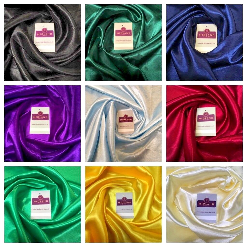 Luxurious Plain Smooth Silky Satin Dressmaking Fabric 58' Wide MS909 Mtex