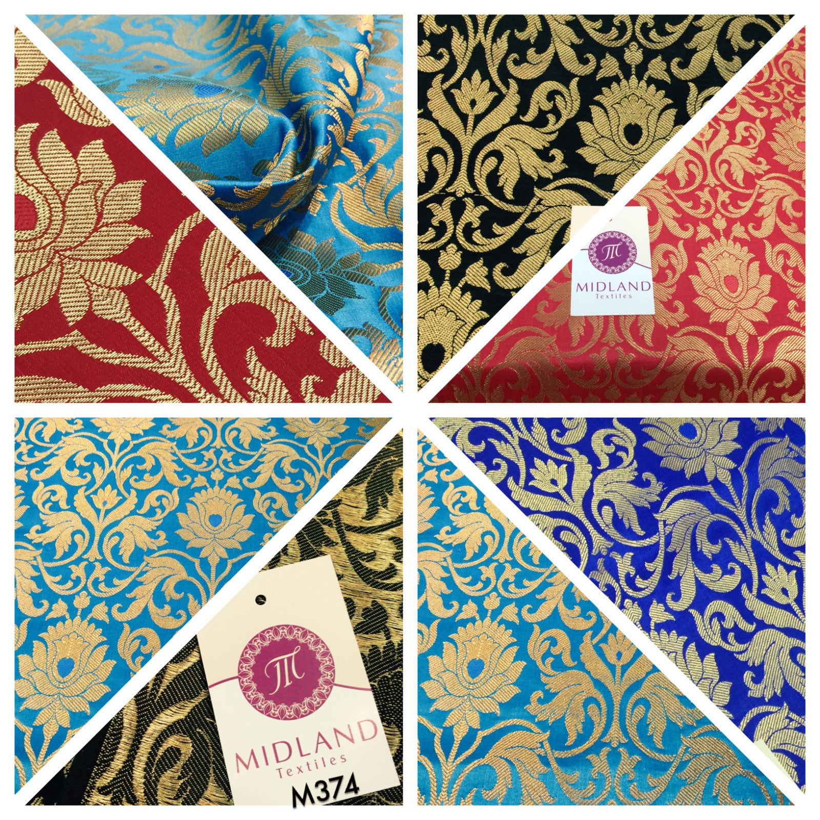 Indian floral ornamental gold metallic Banarsi brocade 44 inches wide M374 Mtex