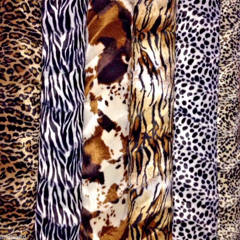 £9.00 ANIMAL PRINT VELBOA FAUX FUR VELOUR FABRIC CRAFT MATERIAL 60' WIDE M220