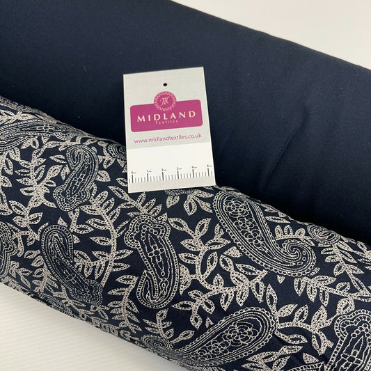 Paisley Printed Plain Viscose dress Fabric MD1530