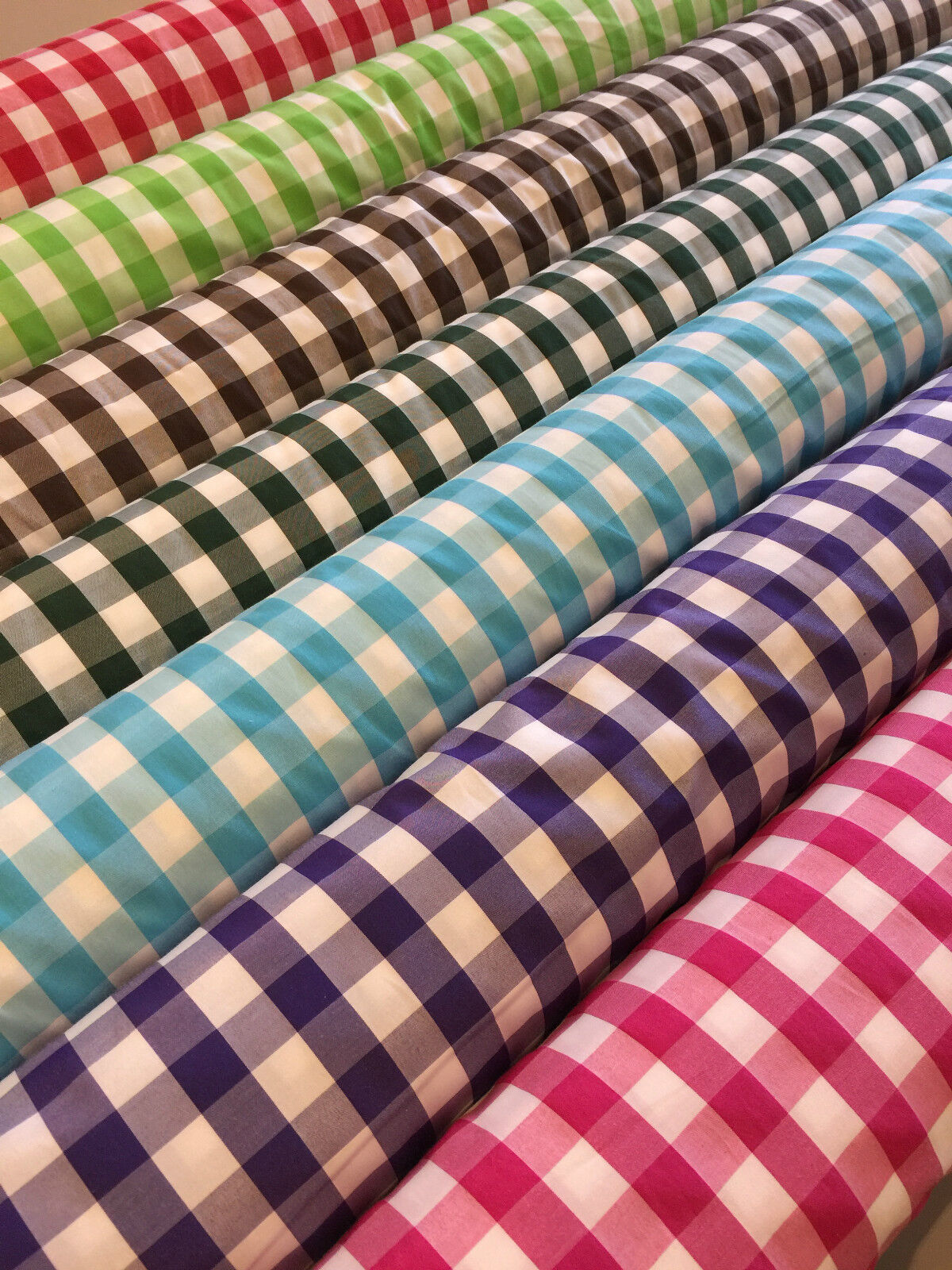 15mm by 15mm Gingham Check Fabric 80% Polyester 20% Cotton 58' Wide M32 Mtex